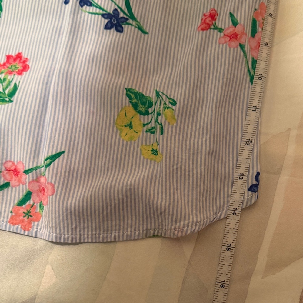 Talbots Blue Floral Striped Blouse - Picture 6 of 9